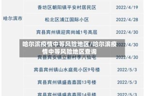 哈尔滨疫情中等风险地区/哈尔滨疫情中等风险地区查询