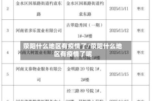 荥阳什么地区有疫情了/荥阳什么地区有疫情了呢