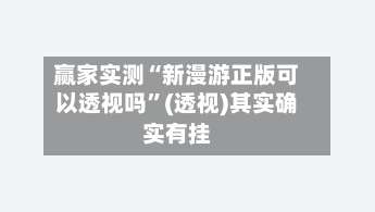 赢家实测“新漫游正版可以透视吗”(透视)其实确实有挂-第1张图片