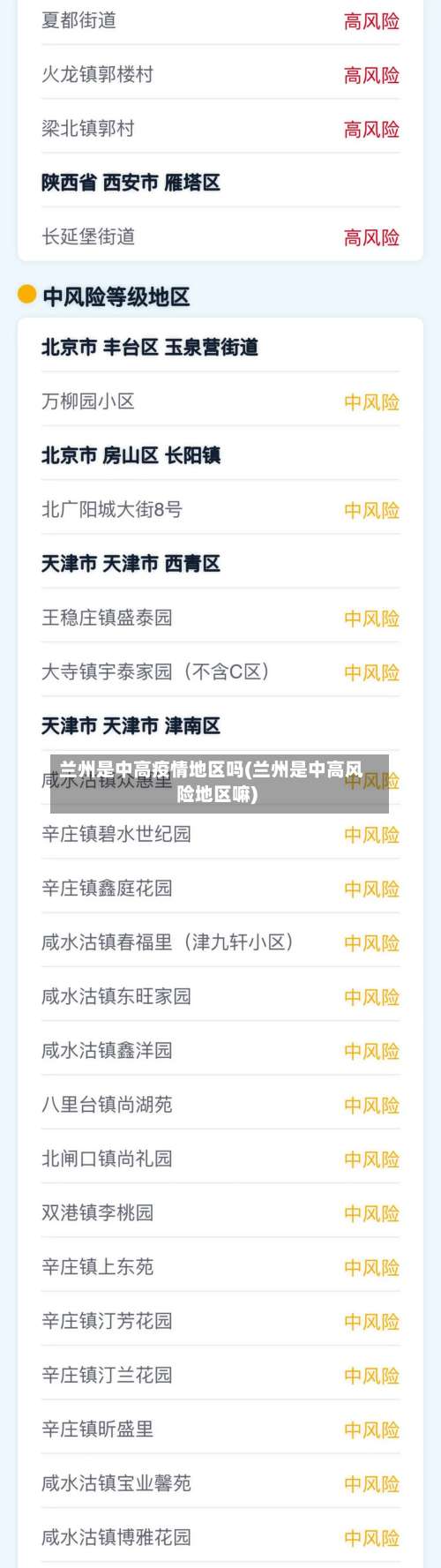 兰州是中高疫情地区吗(兰州是中高风险地区嘛)-第1张图片