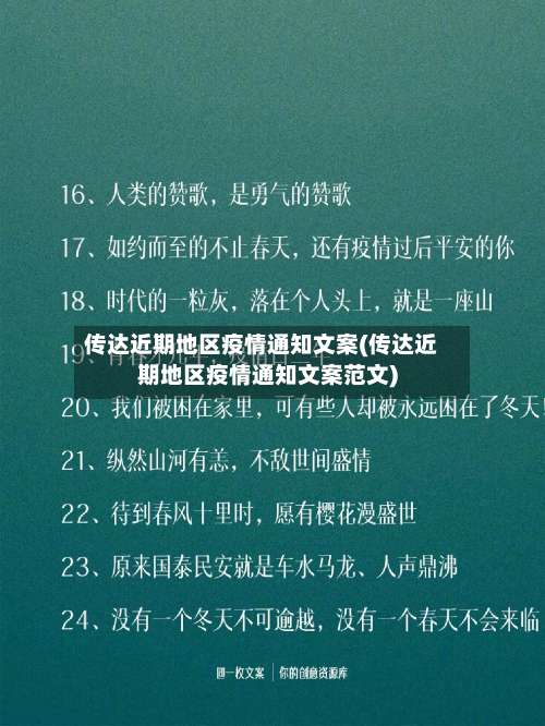 传达近期地区疫情通知文案(传达近期地区疫情通知文案范文)-第1张图片